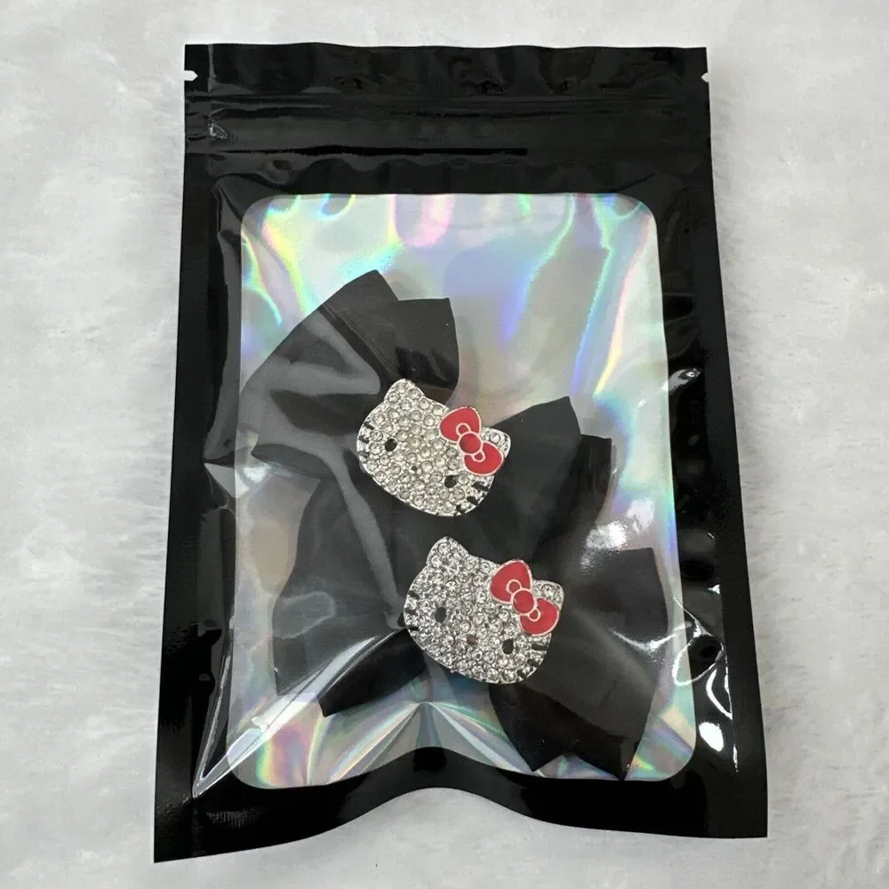 Hello Kitty Sanrio Studded‎ Black Bow Clips Set of 2